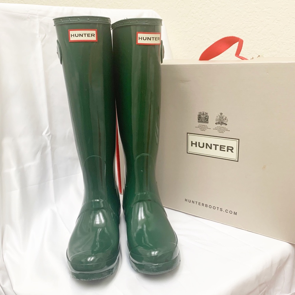 Original tall hunter green gloss rain boots
